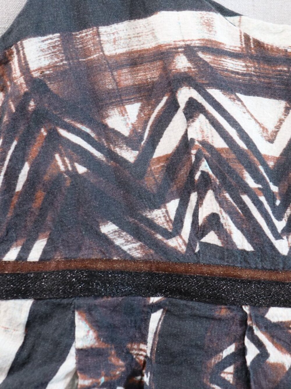 Peruvian Connection Batik Midi Dress Size 6 (Fits like 4/5) Black Brown Cotton - Picture 8 of 16